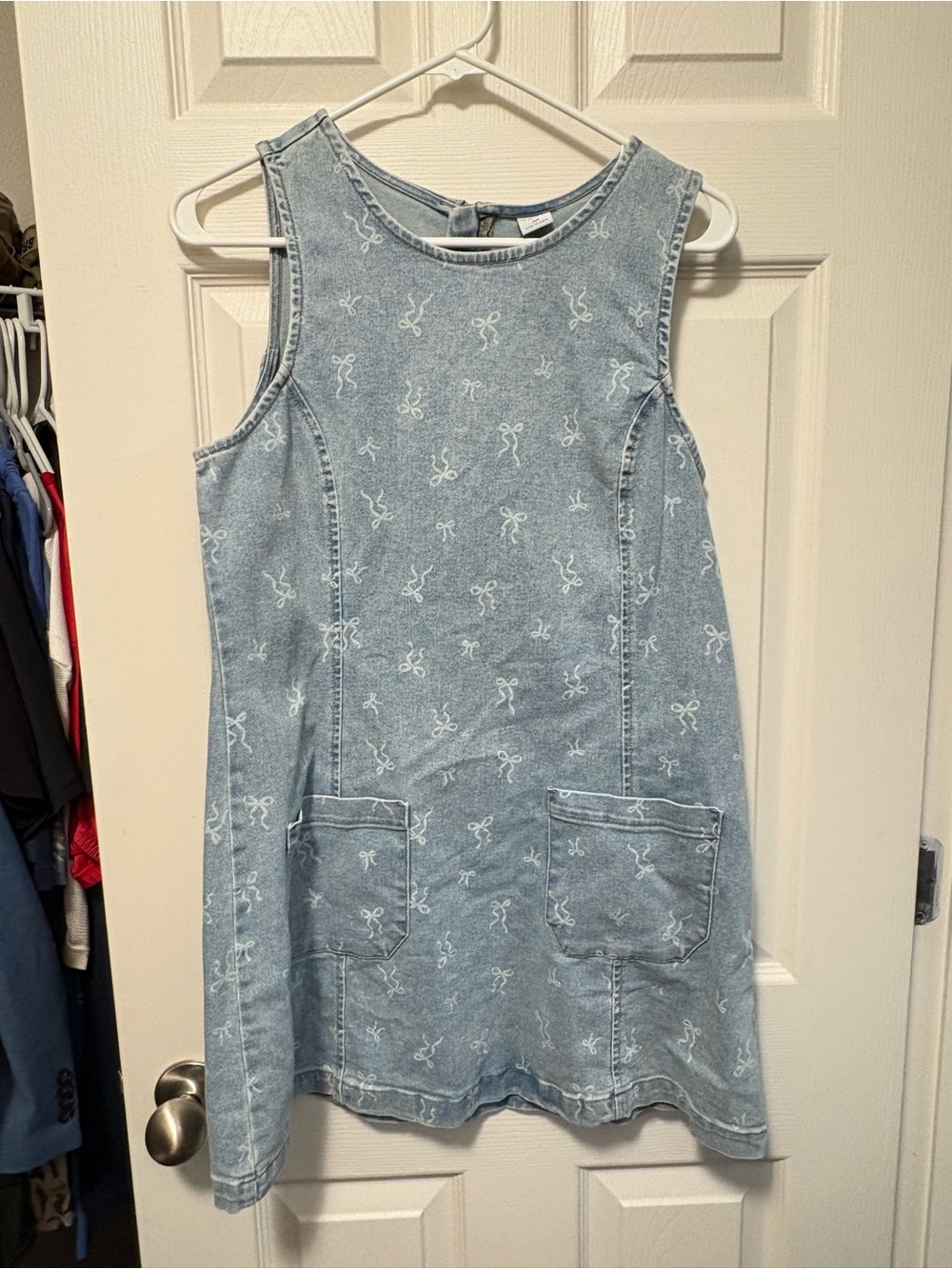 Target Light Blue Denim Bow Pocket Dress